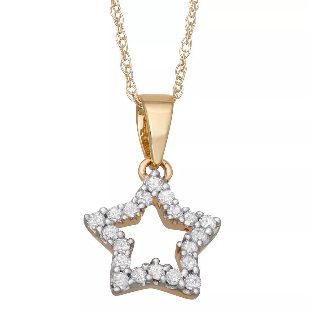 10k Gold White 1/6 Carat T.W. Diamond Star Pendant, Womens Product Image