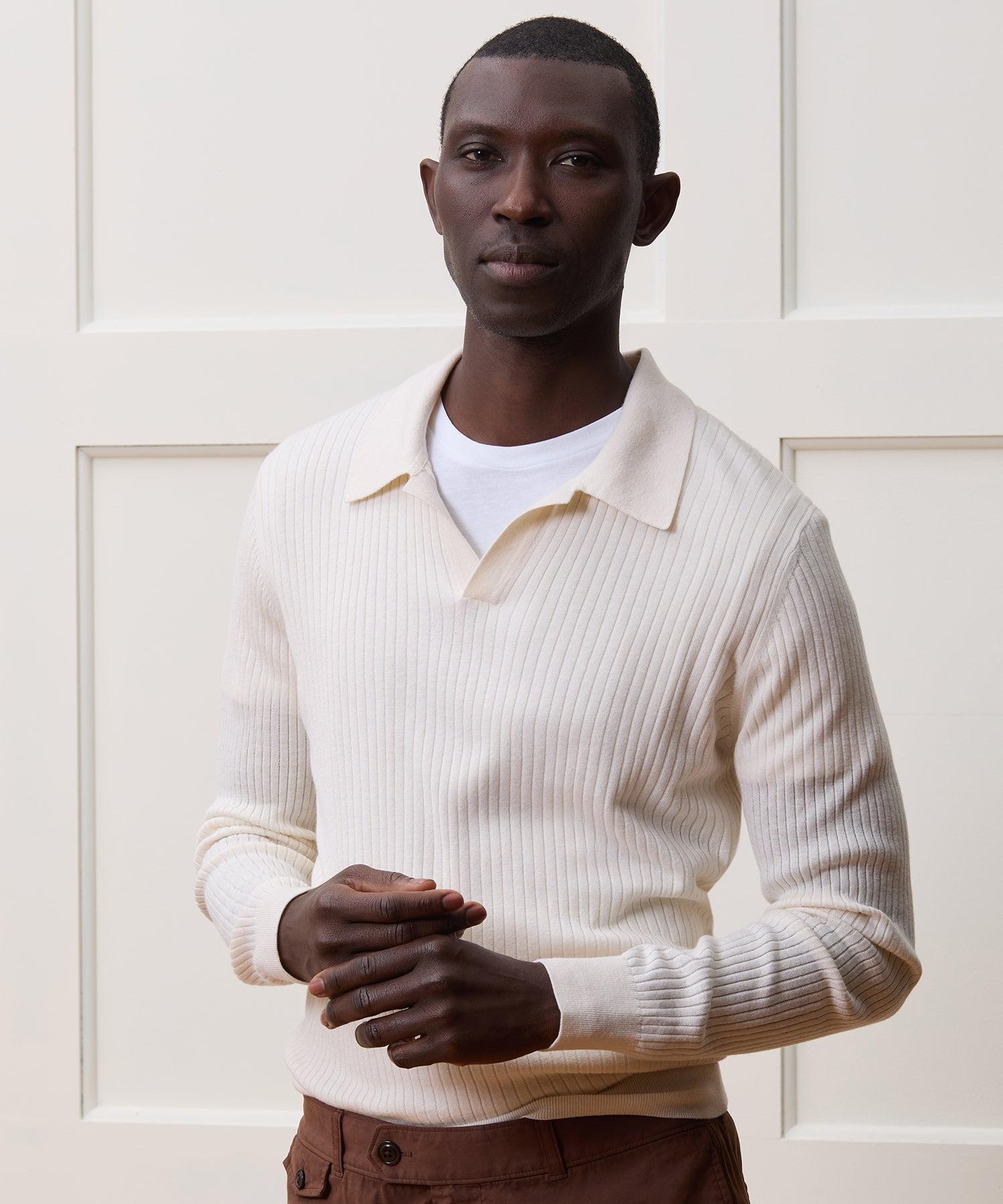 Silk-Cashmere Ribbed Sweater Polo Product Image