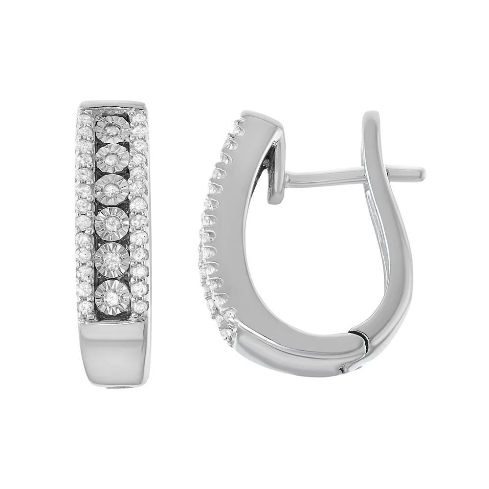 Sterling Silver 1/5 Carat T.W. Diamond U Hoop Earrings, Women's, White Product Image