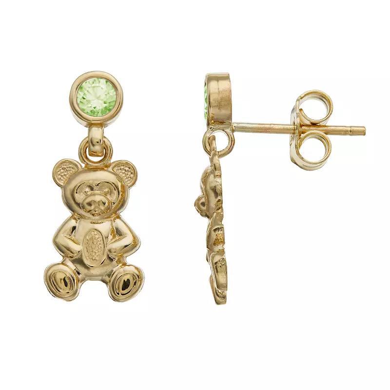 Kristen Kesho 10k Gold Lab-Created Gemstone Birthstone Bear Dangle Earrings, Women's Product Image