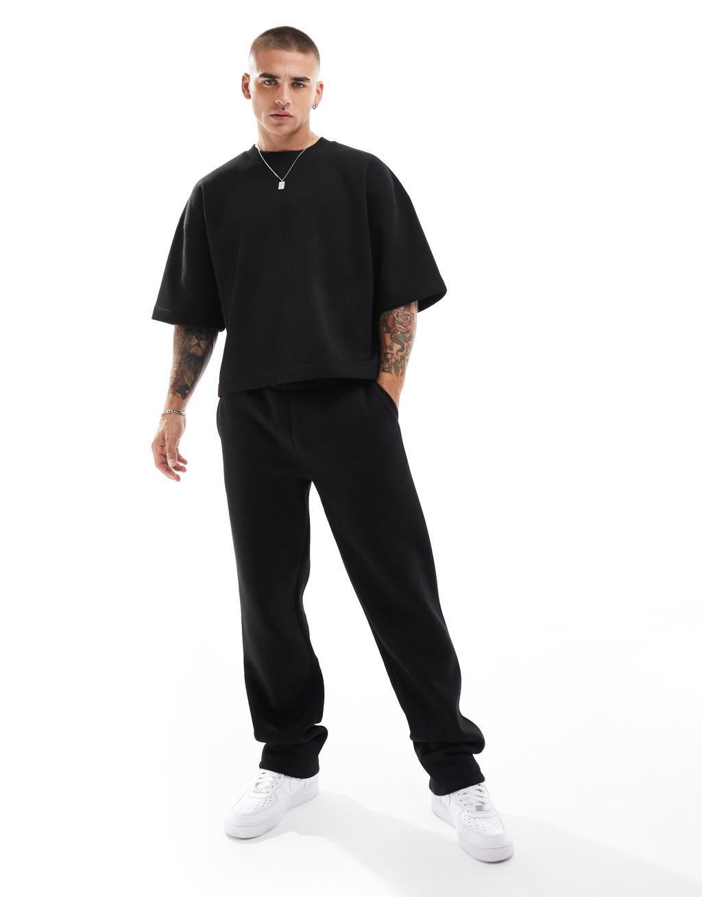 ASOS DESIGN straight leg sweatpants in black - part of a set Product Image