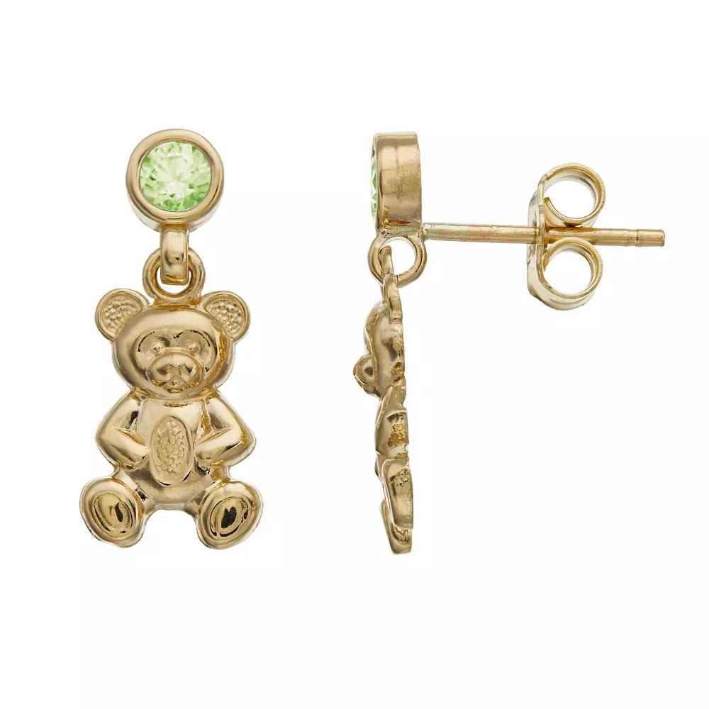 Kristen Kesho 10k Gold Lab-Created Gemstone Birthstone Bear Dangle Earrings, Women's Product Image