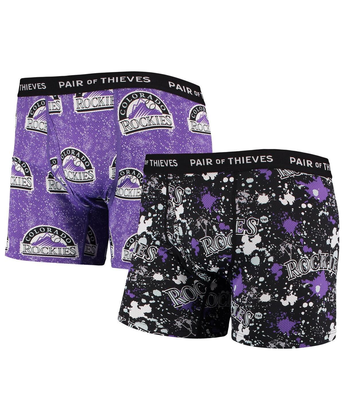 Men's Pair of Thieves Black/Purple Colorado Rockies Super Fit 2-Pack Boxer Briefs Set, Size: Small Product Image