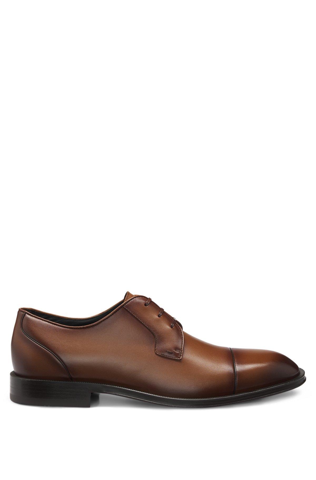 BOSS - Cap-toe Derby shoes in leather - Brown Product Image
