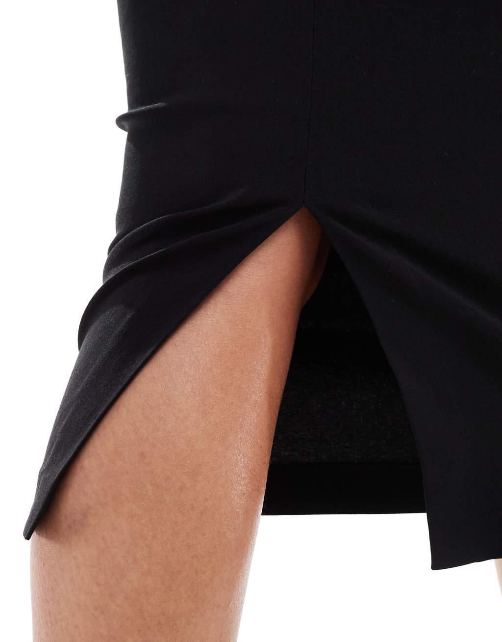 ASOS DESIGN bengaline tailored midi skirt in black  Product Image
