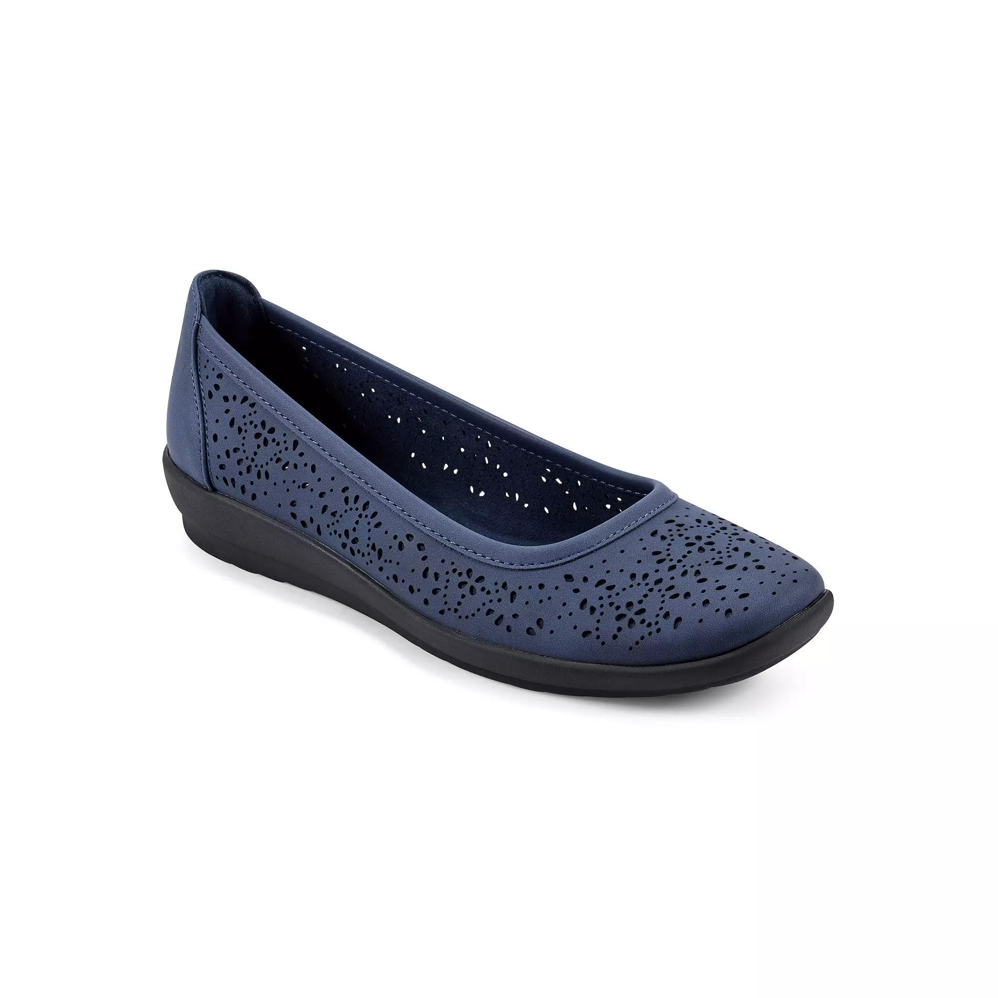 Easy Spirit Alessia Womens Perforated Demi Wedge Flats Blue Product Image