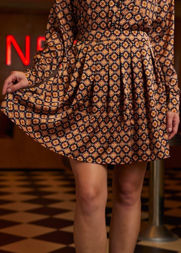 Geo Pleated Mini Skirt Product Image
