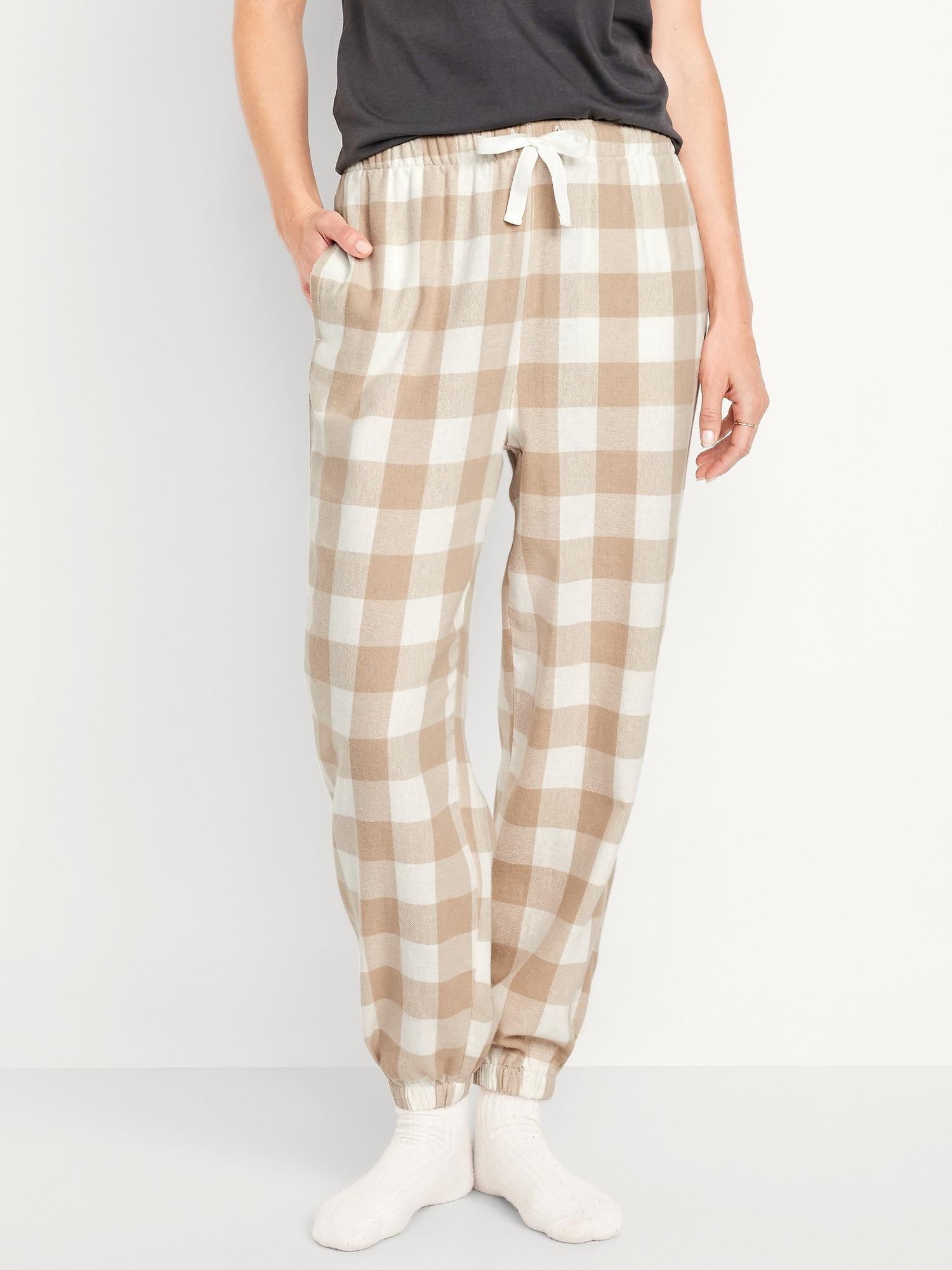 High-Waisted Flannel Pajama Joggers for Women Product Image