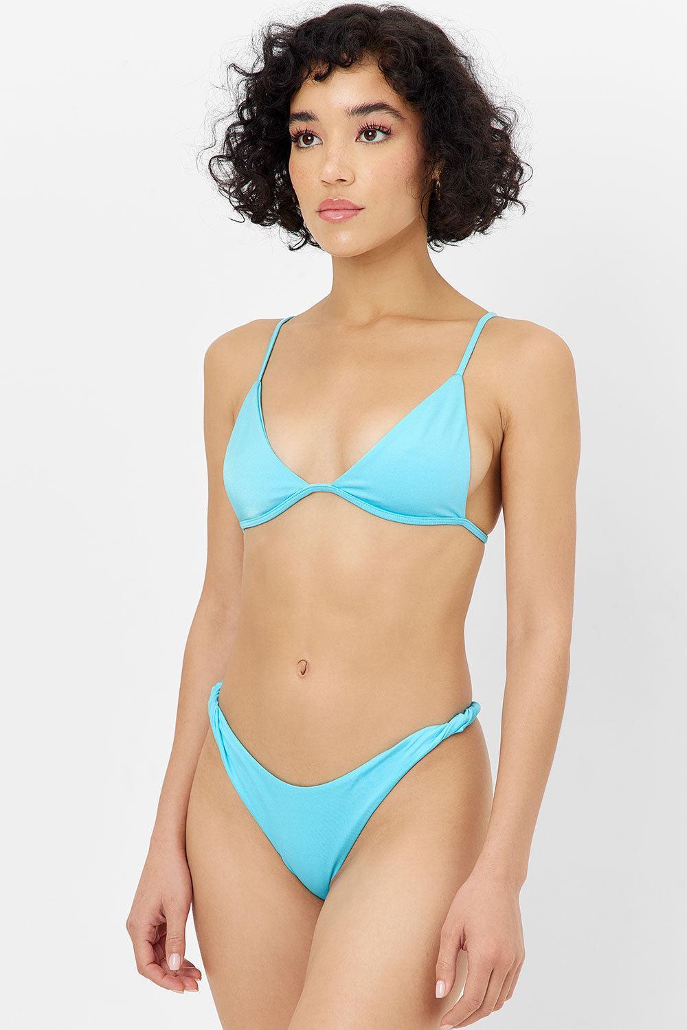 Chase Shine Triangle Bikini Top - Aquamarine Product Image
