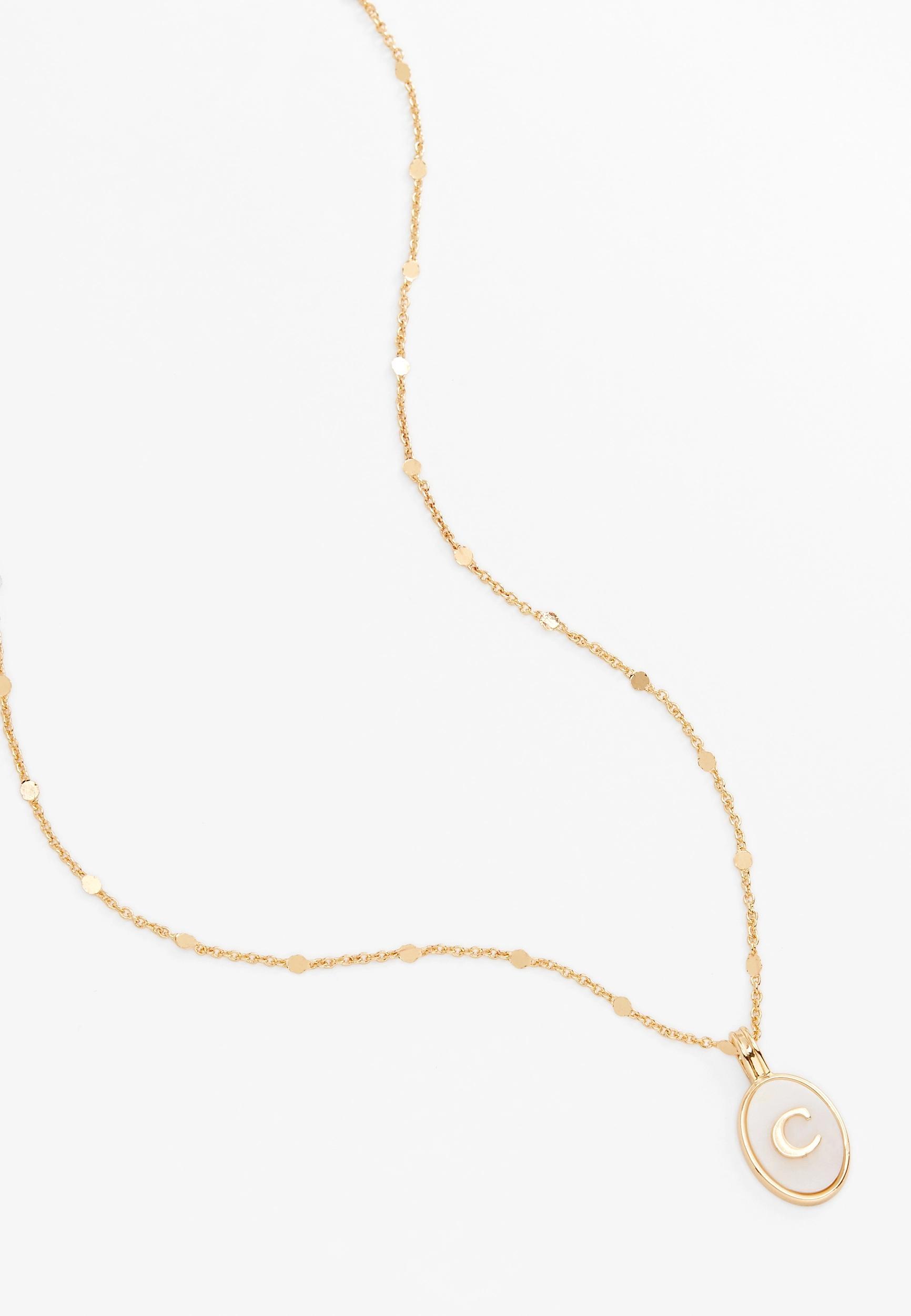Gold Oval Initial Pendant Necklace Product Image