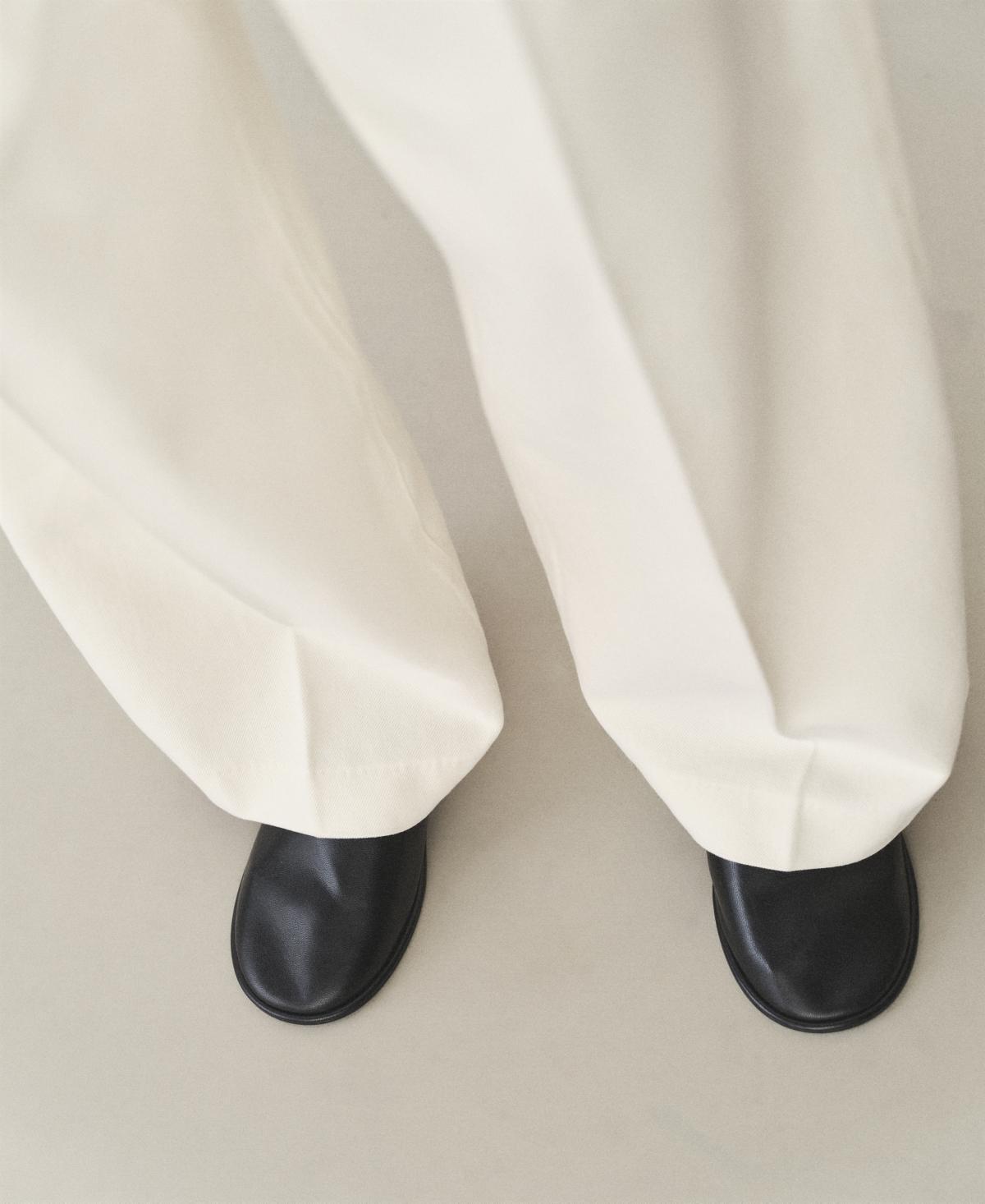 Cotton wide-leg pants - Women | MANGO USA Product Image