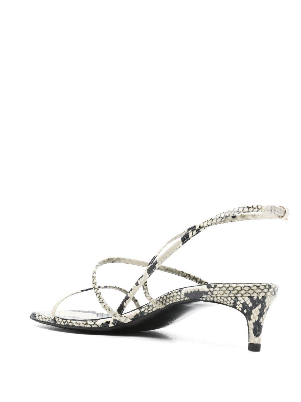 KHAITE Loop Snake-effect Leather Sandals In Beige Comb Product Image