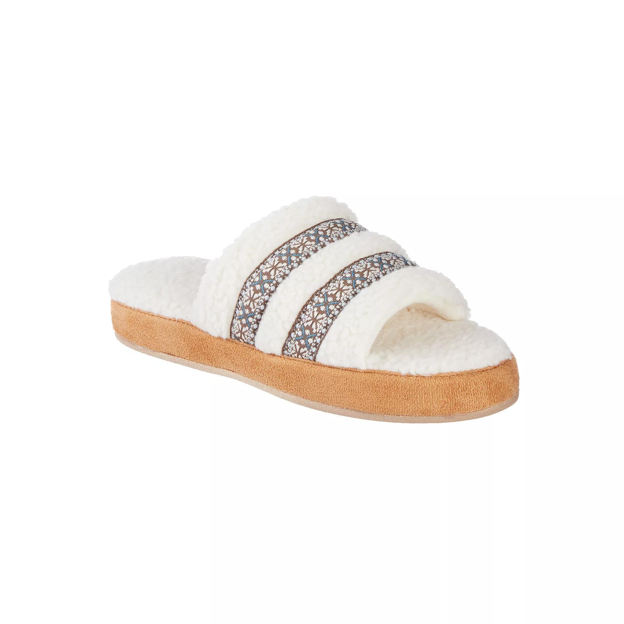 isotoner Clara Memory Foam Women's Slide Slippers, Size: Medium, White Product Image