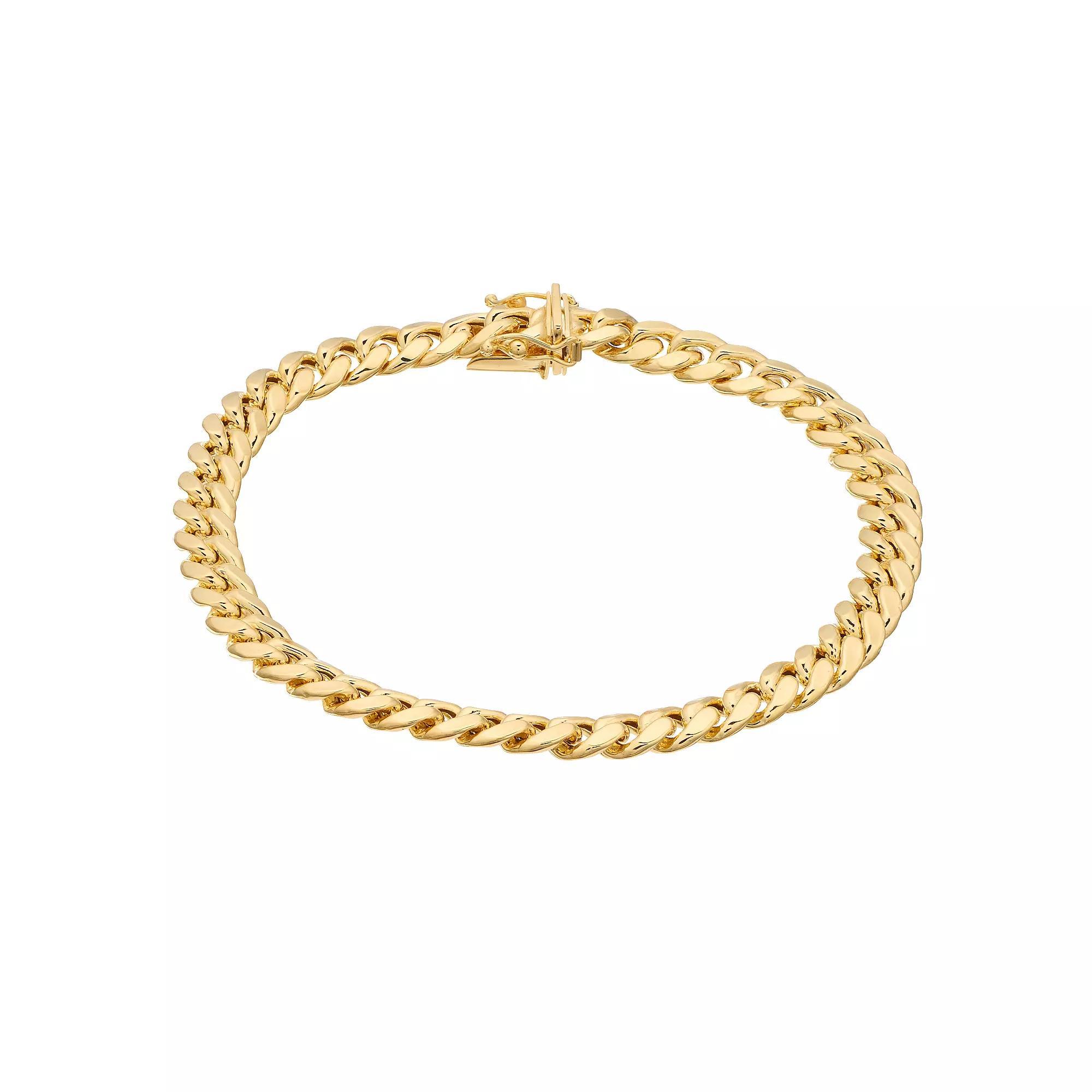 14K Gold Semi Solid Miami Cuban Bracelet, Womens Product Image