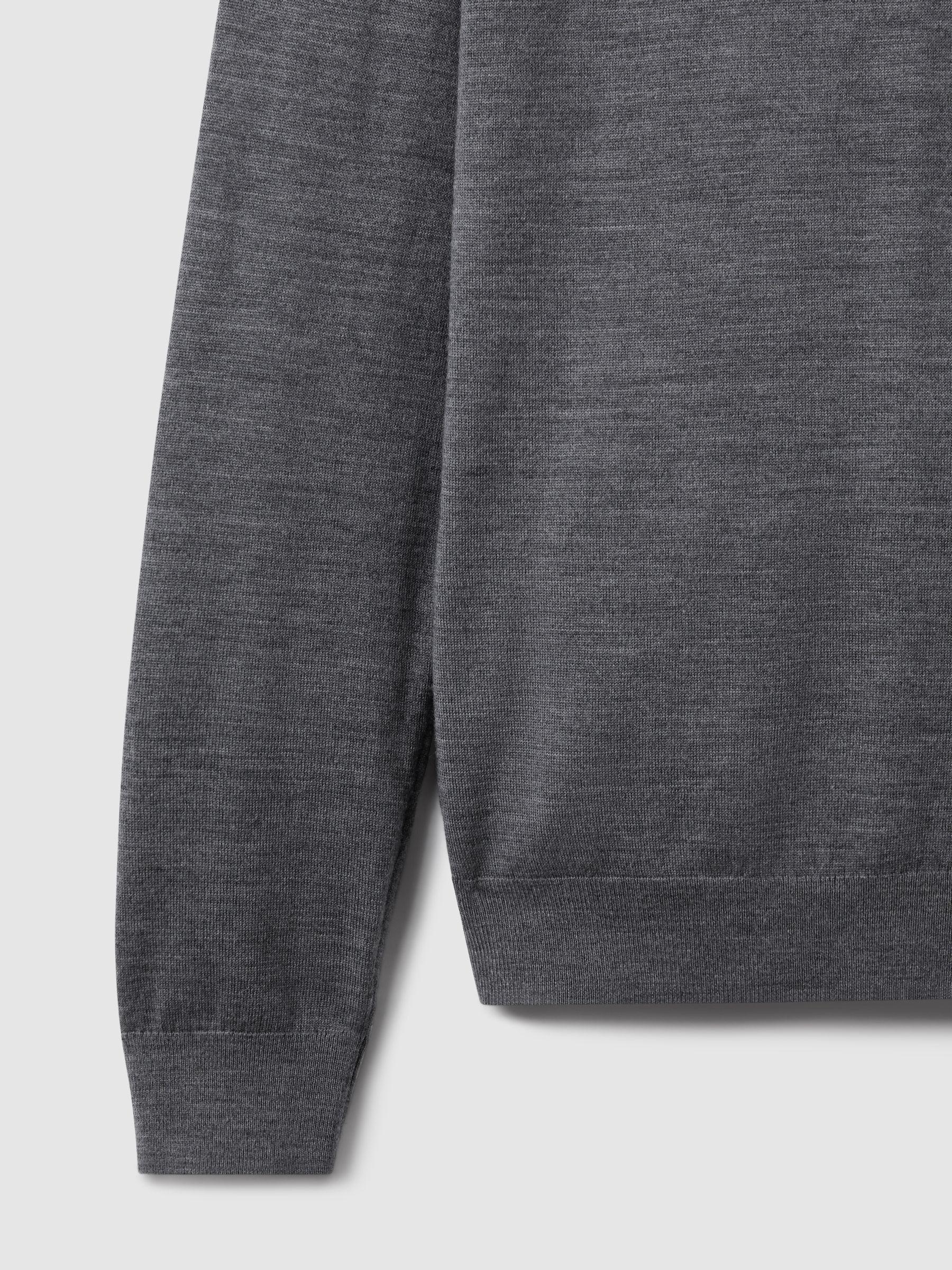 Merino Wool Polo Shirt in Mid Grey Melange Product Image