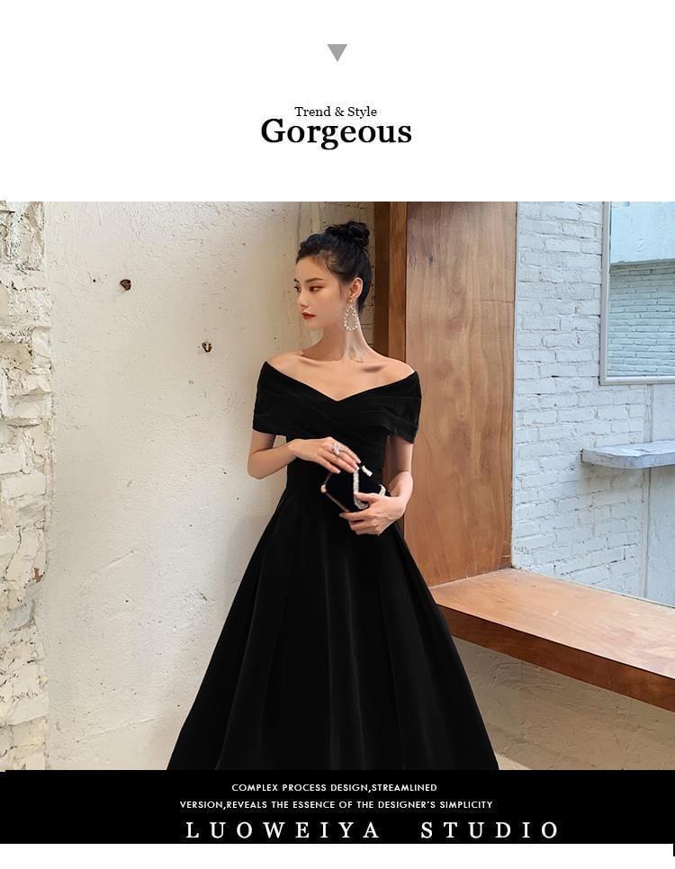 Short-Sleeve Off Shoulder Plain Ruched A-Line Evening Gown / Cocktail Dress Product Image