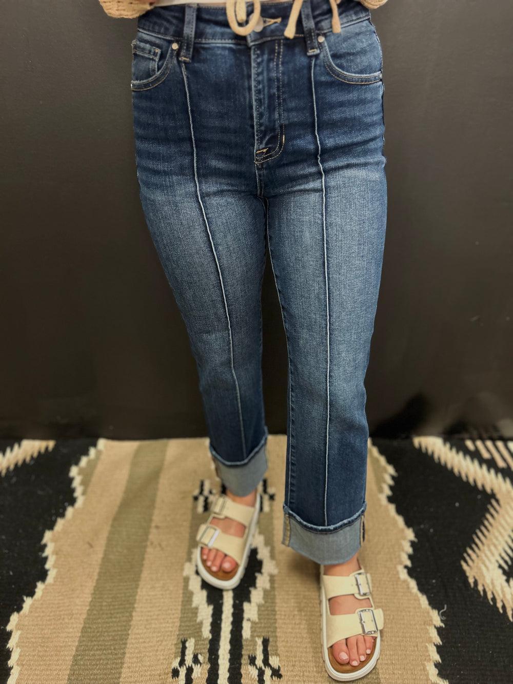 Risen Front Seam Straight Leg Jeans Product Image