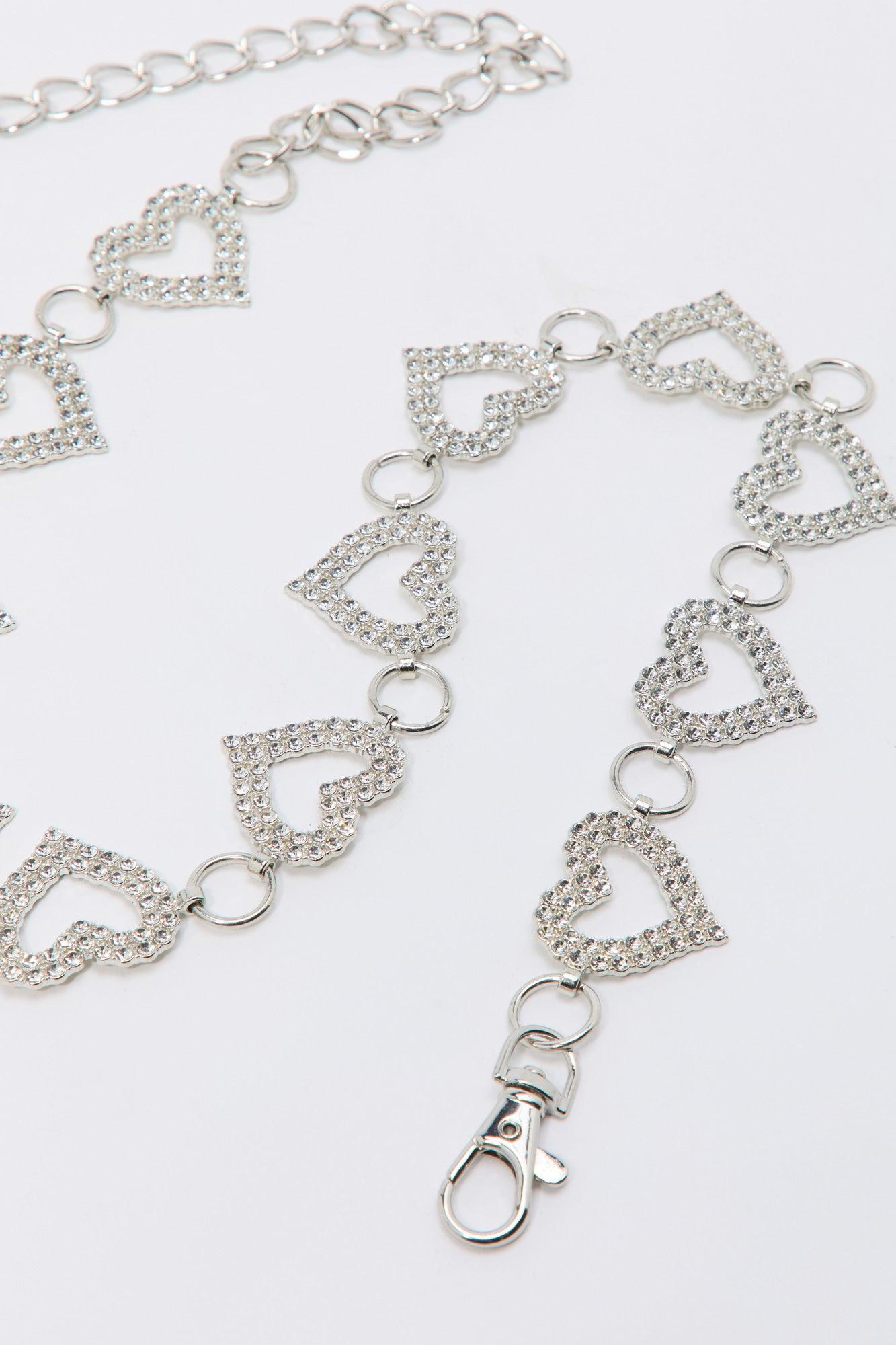 Rhinestone Heart Chain Belt Female Product Image