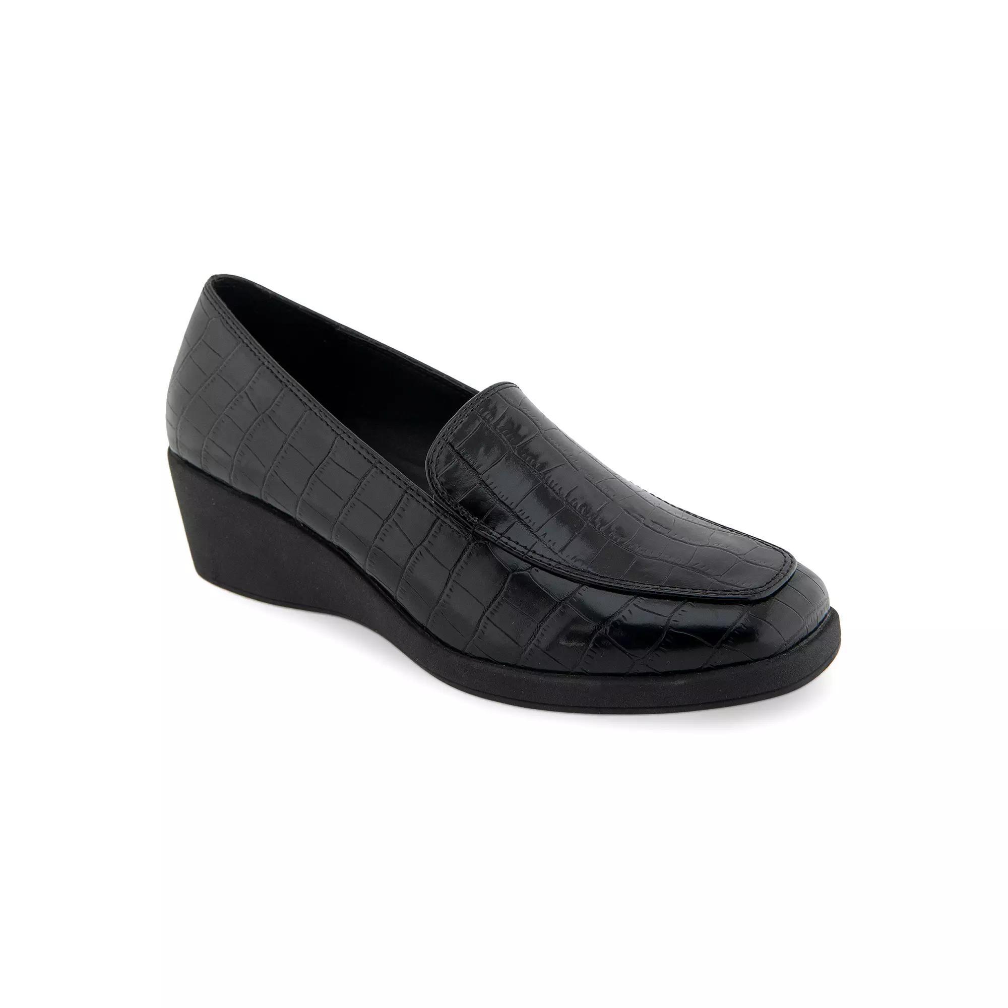 Aerosoles Tart Women's Wedge Heel Loafers, Size: 10, Black Croco Product Image