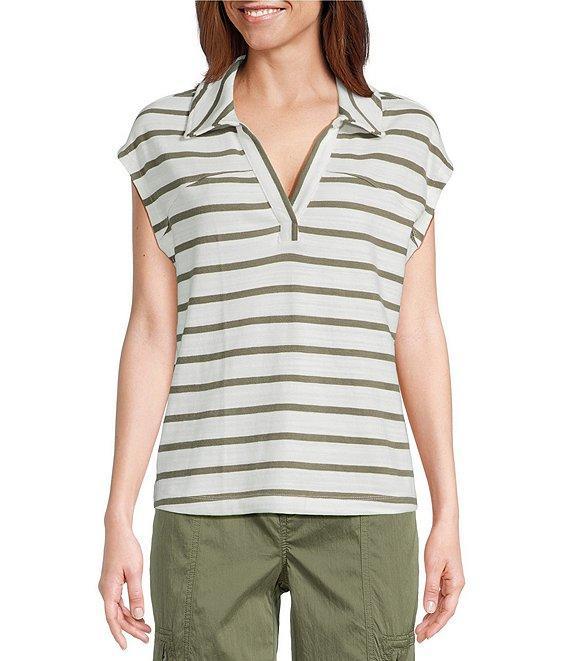 Westbound Cap Sleeve Polo Top Product Image