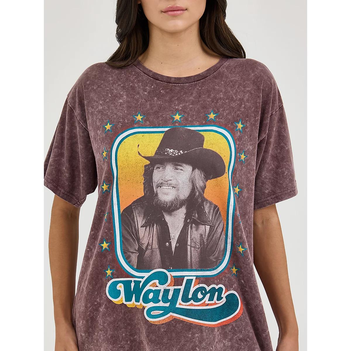 Women's Wrangler® Waylon Jennings Oversized Band Tee in Fudge Comet Wash Product Image