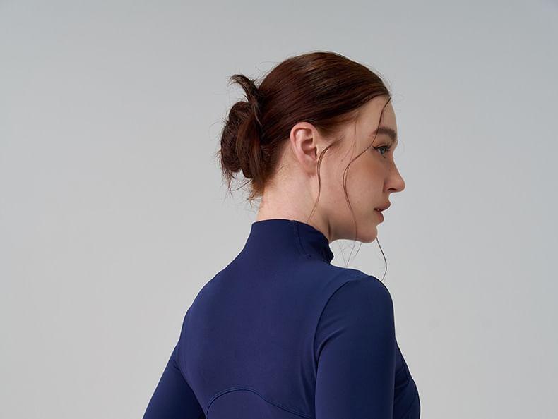 Stand Collar Plain Sport Zip Jacket Product Image