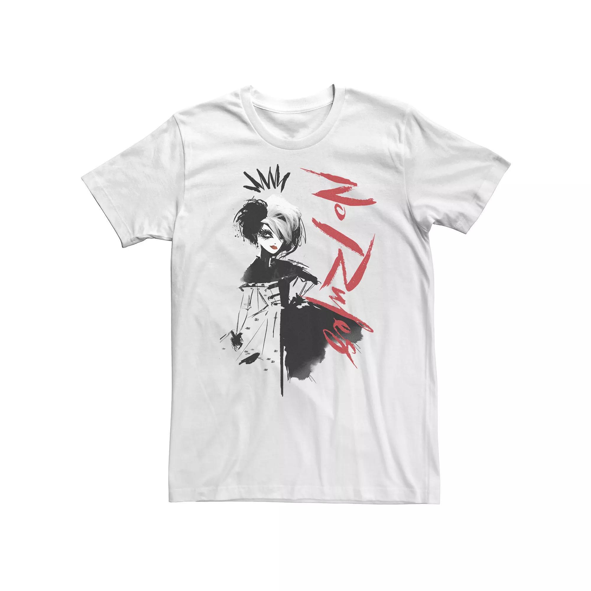 Big & Tall Disney Cruella No Rules Sketch Tee, Men's, Size: XL Tall, White Product Image