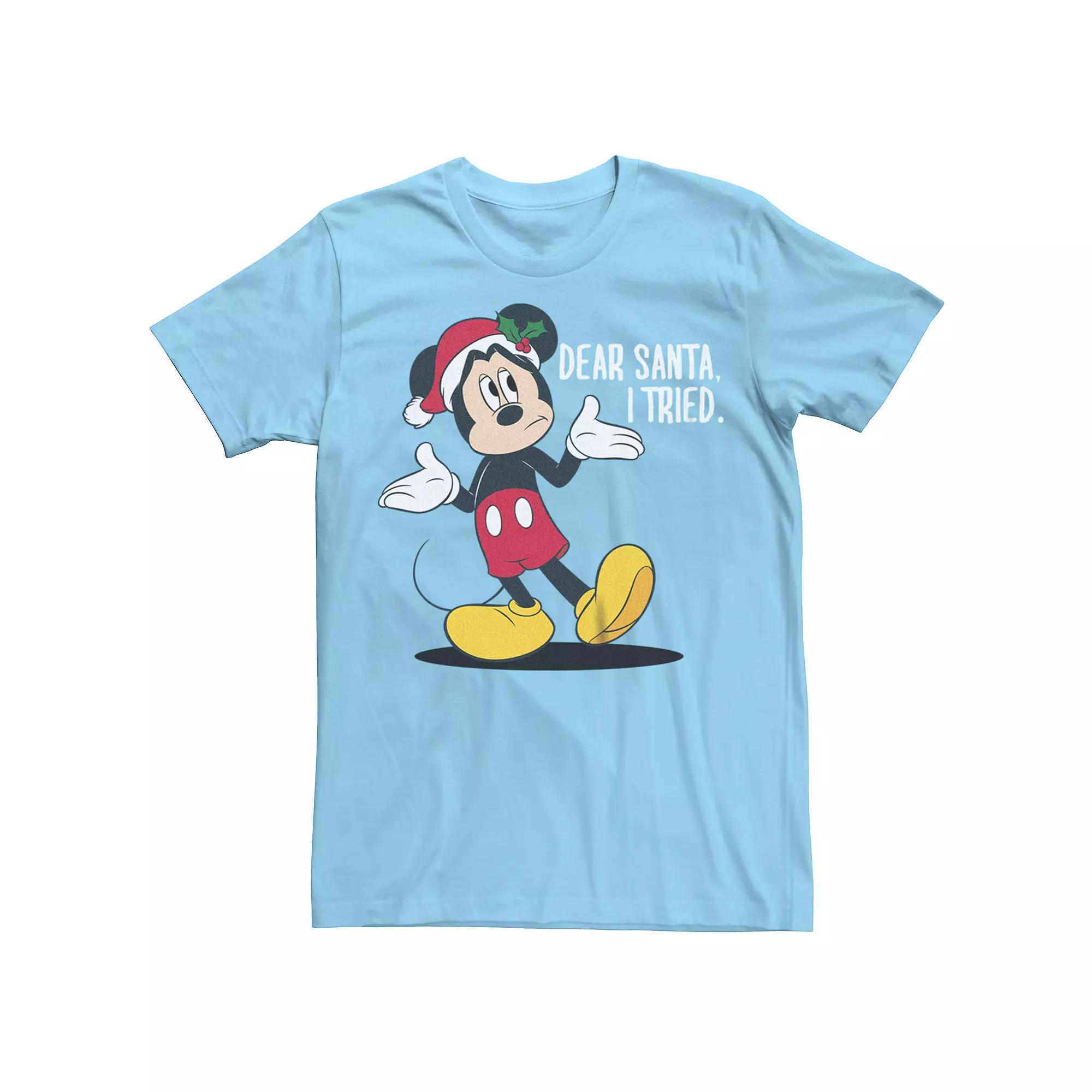 Disney's Mickey Mouse Men's Disappointed Dear Santa I Tried Tee, Size: XXL, Light Blue Product Image