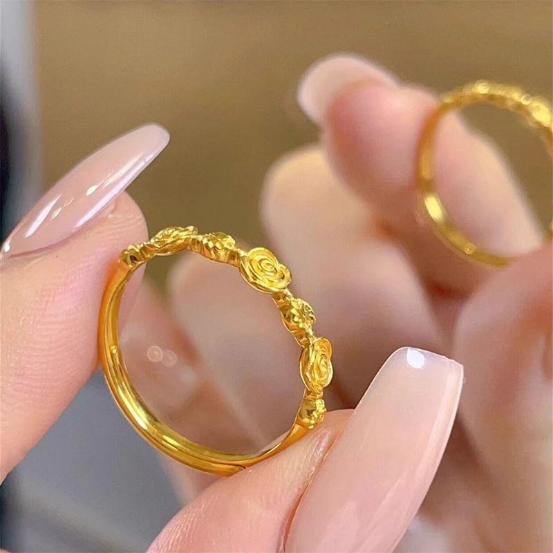 Floral Alloy Open Ring Product Image