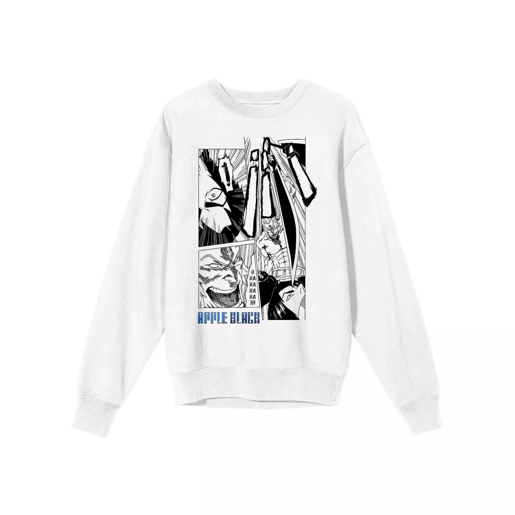 Men's Apple Black Manga Page Sano Long Sleeve Graphic Tee, Size: XL, White Product Image