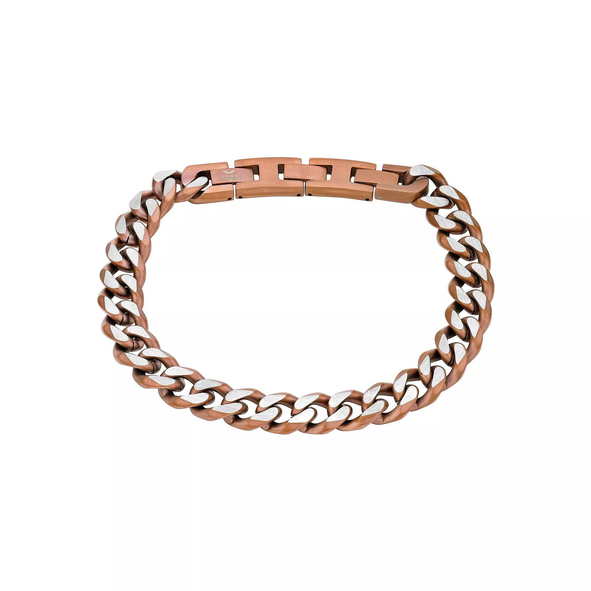 Men's LYNX Brown Ion-Plated Stainless Steel 11 mm Curb Chain Bracelet, Size: 9", Brown Tone Product Image