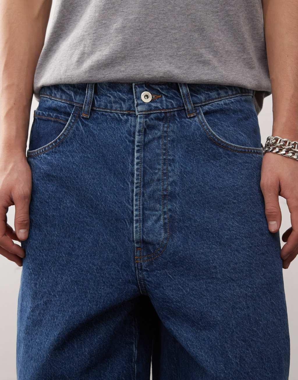 COLLUSION X002 baggy jeans in midwash Product Image