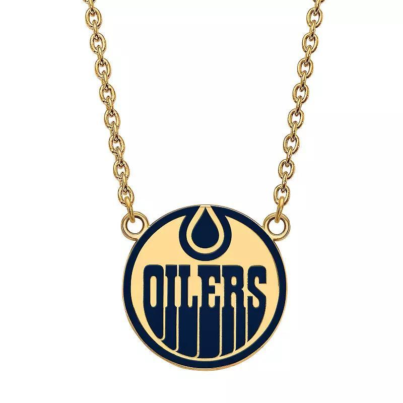 LogoArt Sterling Silver Edmonton Oilers Large Enameled Pendant Necklace, Women's, Size: 18" Product Image
