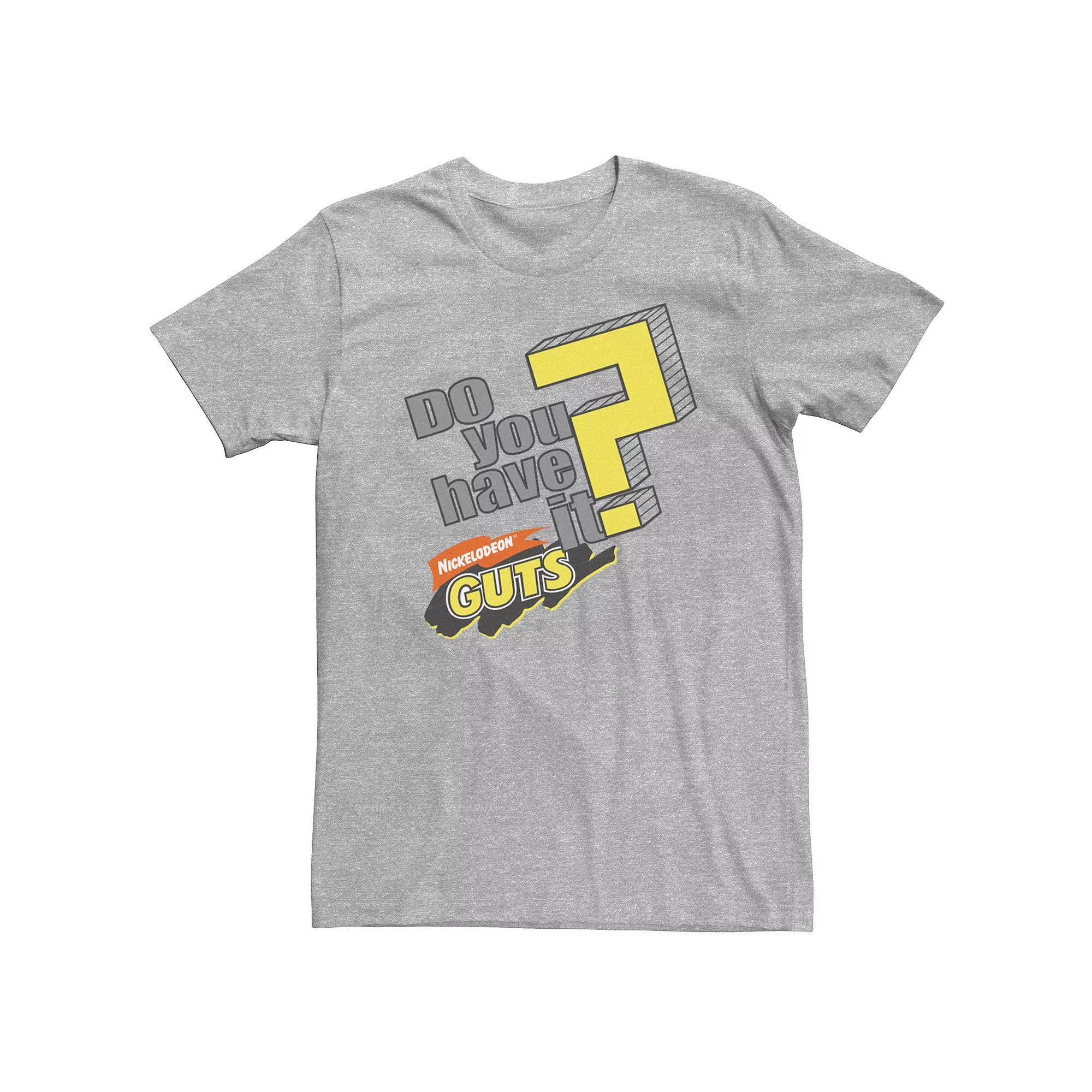 Big & Tall Nickelodeon Guts Do You Have It Vintage Question Logo Tee, Men's, Size: Large Tall, Athletic Grey Product Image
