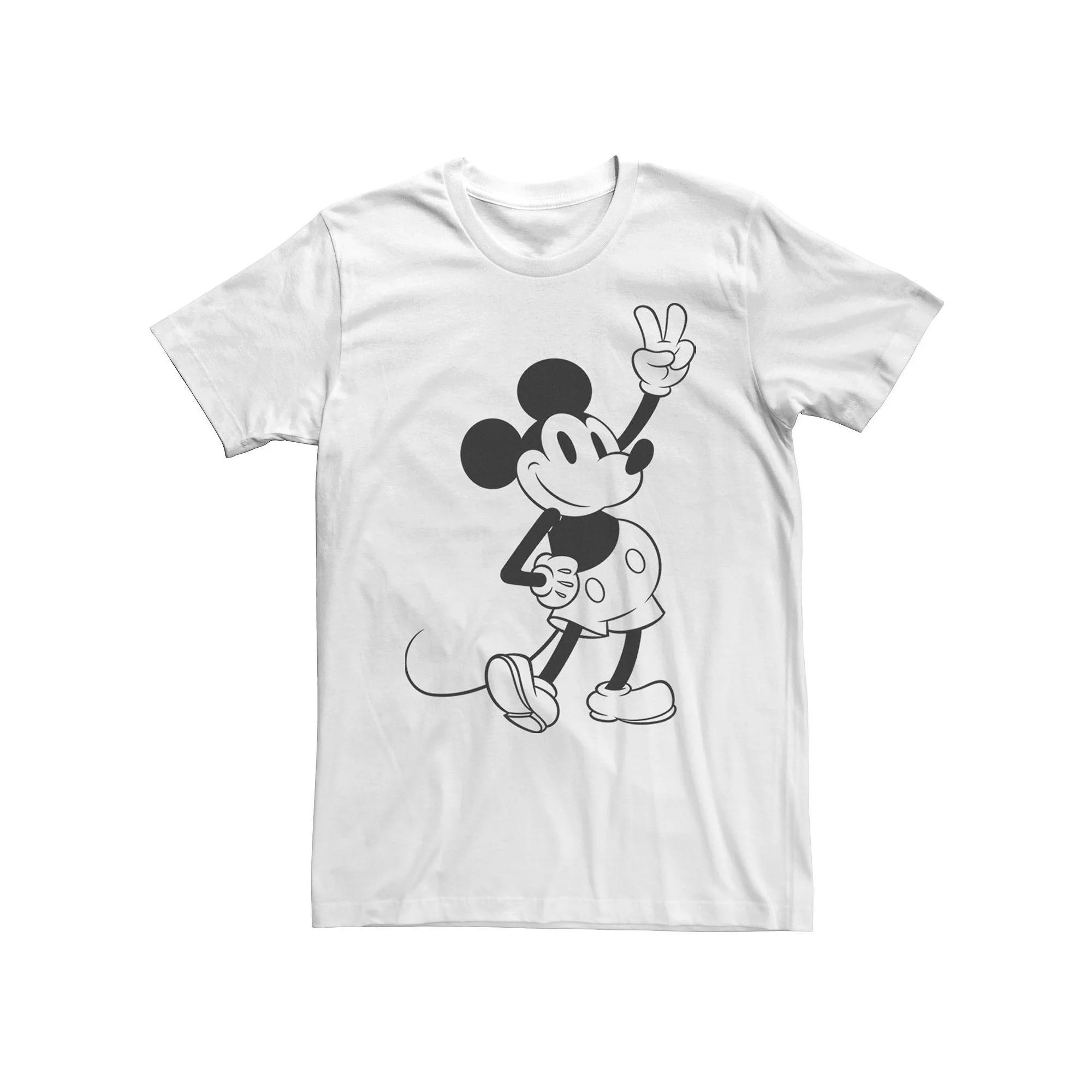 Big & Tall Disney Mickey & Friends Mickey Peace Outline Tee, Men's, Size: 3XL, White Product Image