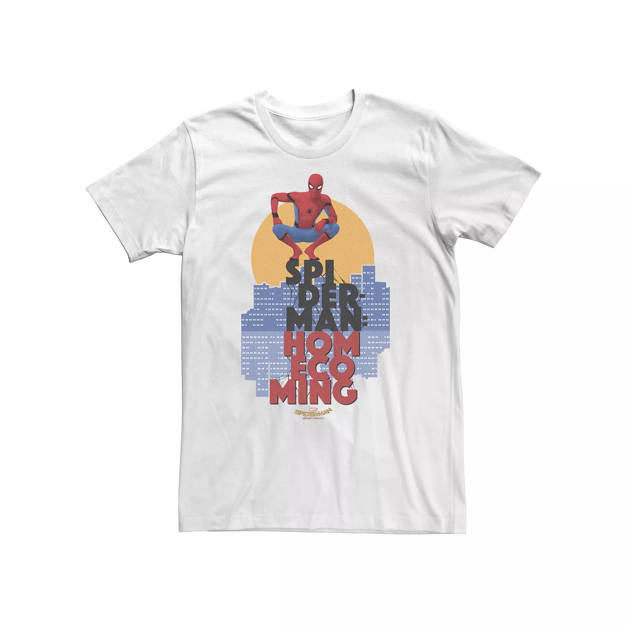 Big & Tall Marvel Spider-Man Homecoming Cityscape Perch Tee, Men's, Size: 4XL Tall, White Product Image