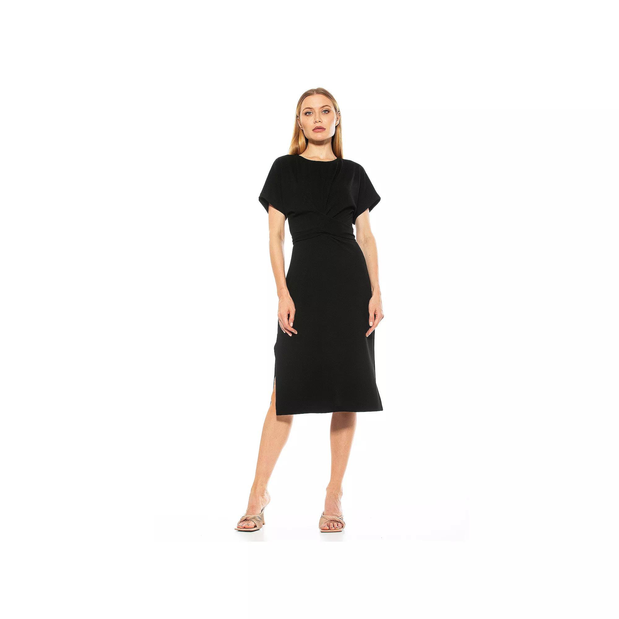 Women's ALEXIA ADMOR Knot-Waist Midi Shift Dress, Size: XS, Green Product Image