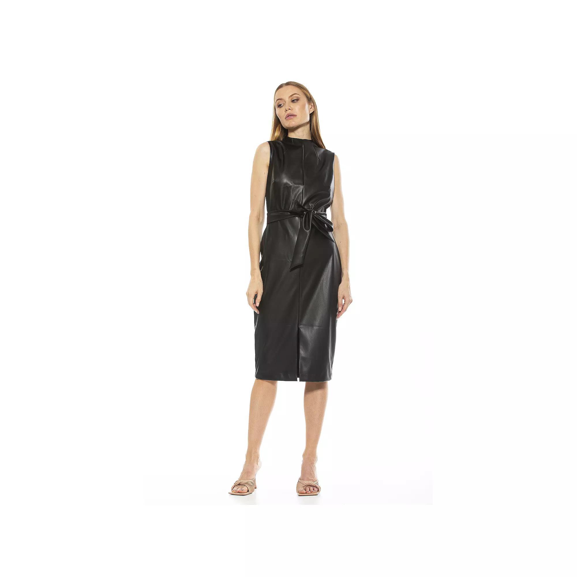 Women's ALEXIA ADMOR Fara High Neck Front Slit Sheath Dress, Size: 4, Black Product Image