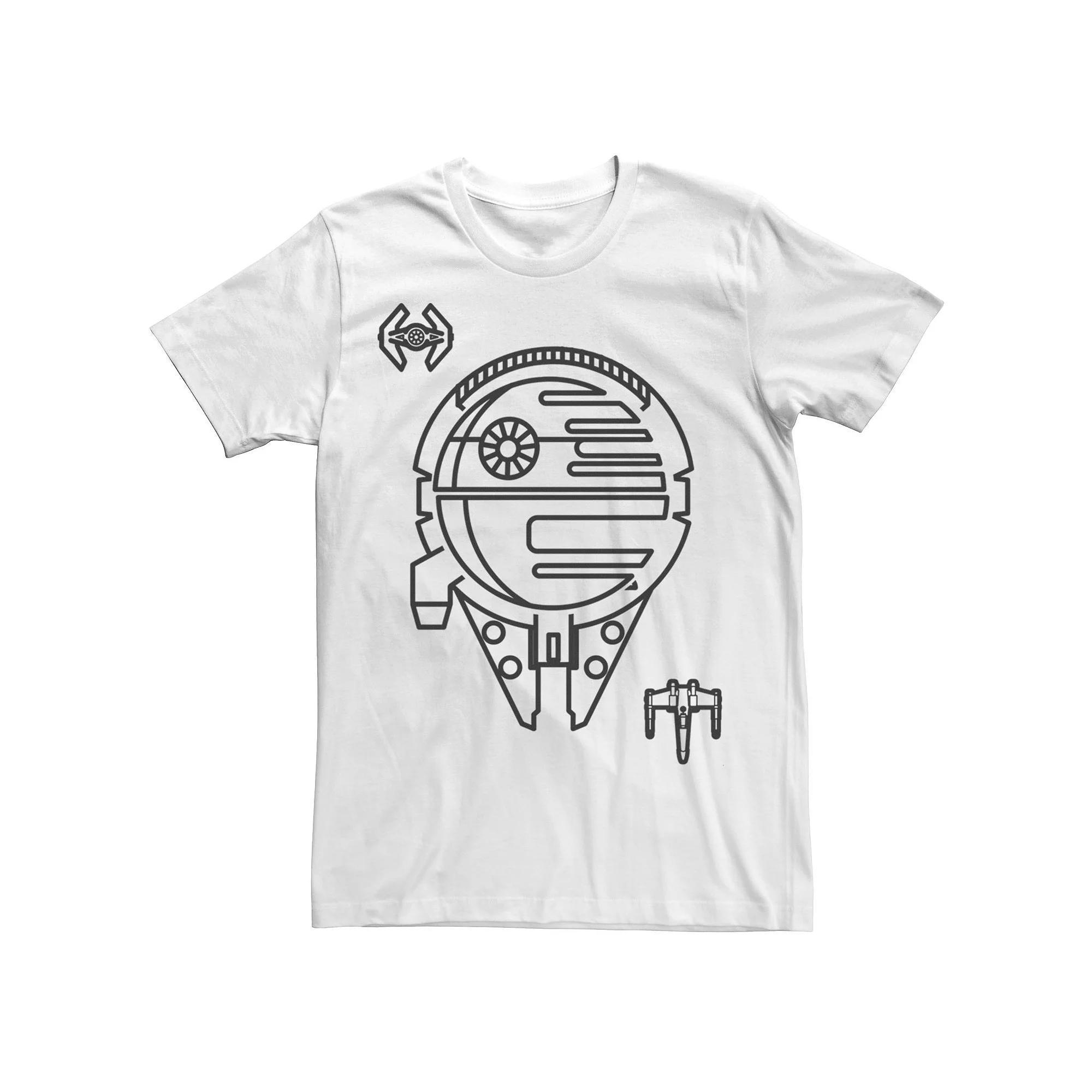Men's Star Wars Millennium Falcon Tie Fighter X-Wing Tee, Size: 3XL, White Product Image