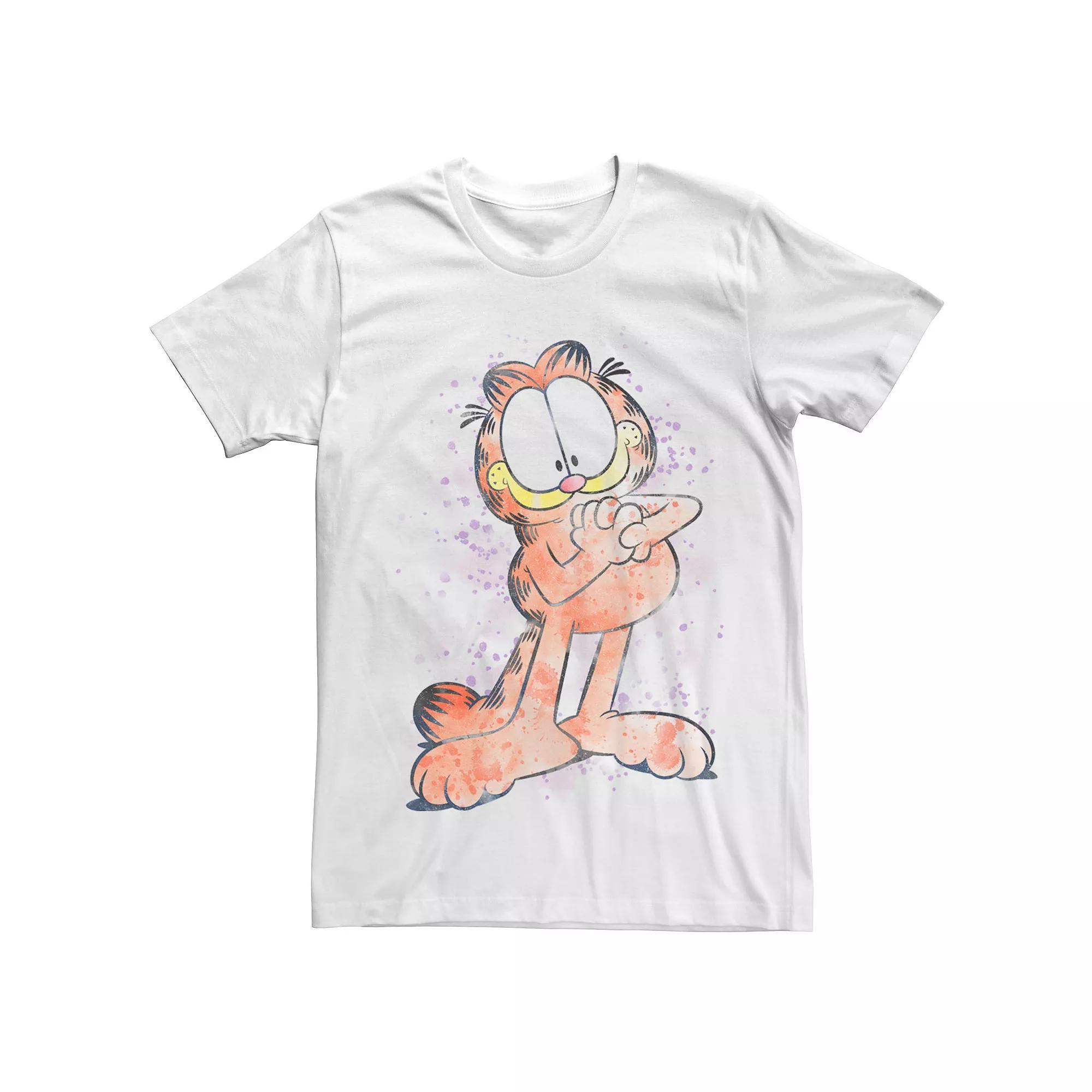 Men's Garfield Watercolor Portrait Tee, Size: XS, White Product Image