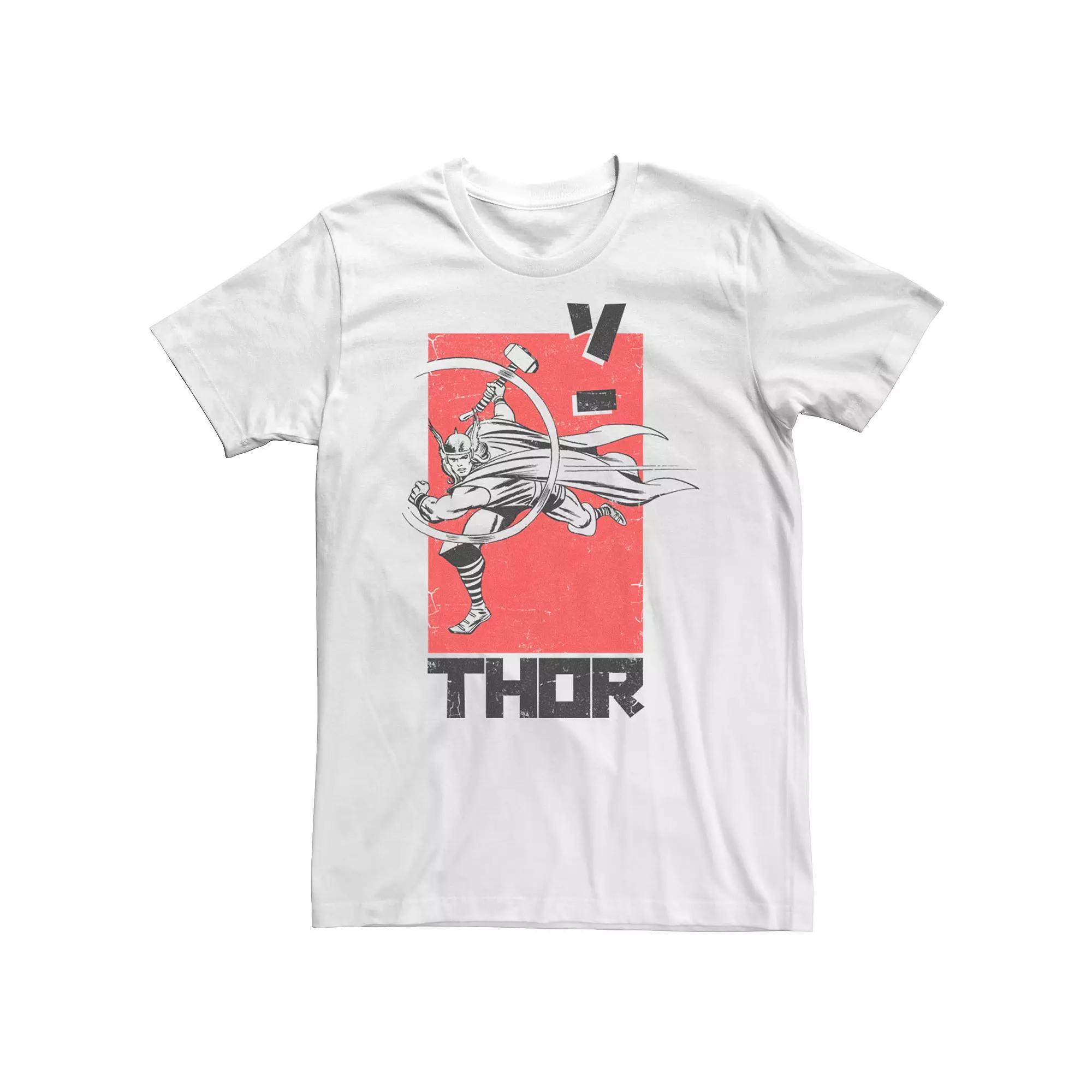 Men's Marvel Thor Kanji Abstract Poster Tee, Size: Small, White Product Image