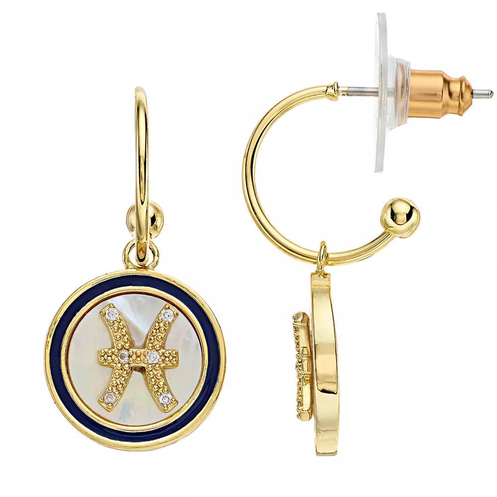 City Luxe Mother of Pearl Aquarius Drop Earrings, Women's, Gold Tone Libra Product Image