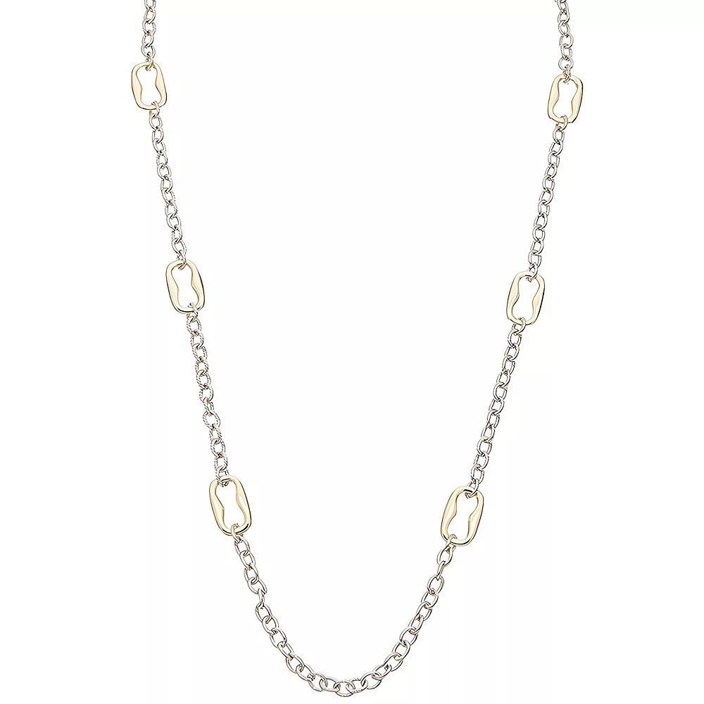 Juvell Two-Tone 18k Gold Plated Link Station Necklace, Women's, Size: 36", Two Tone Product Image