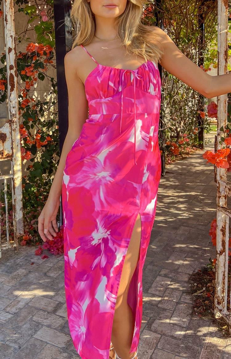 Paloma Pink Print Midi Dress Product Image