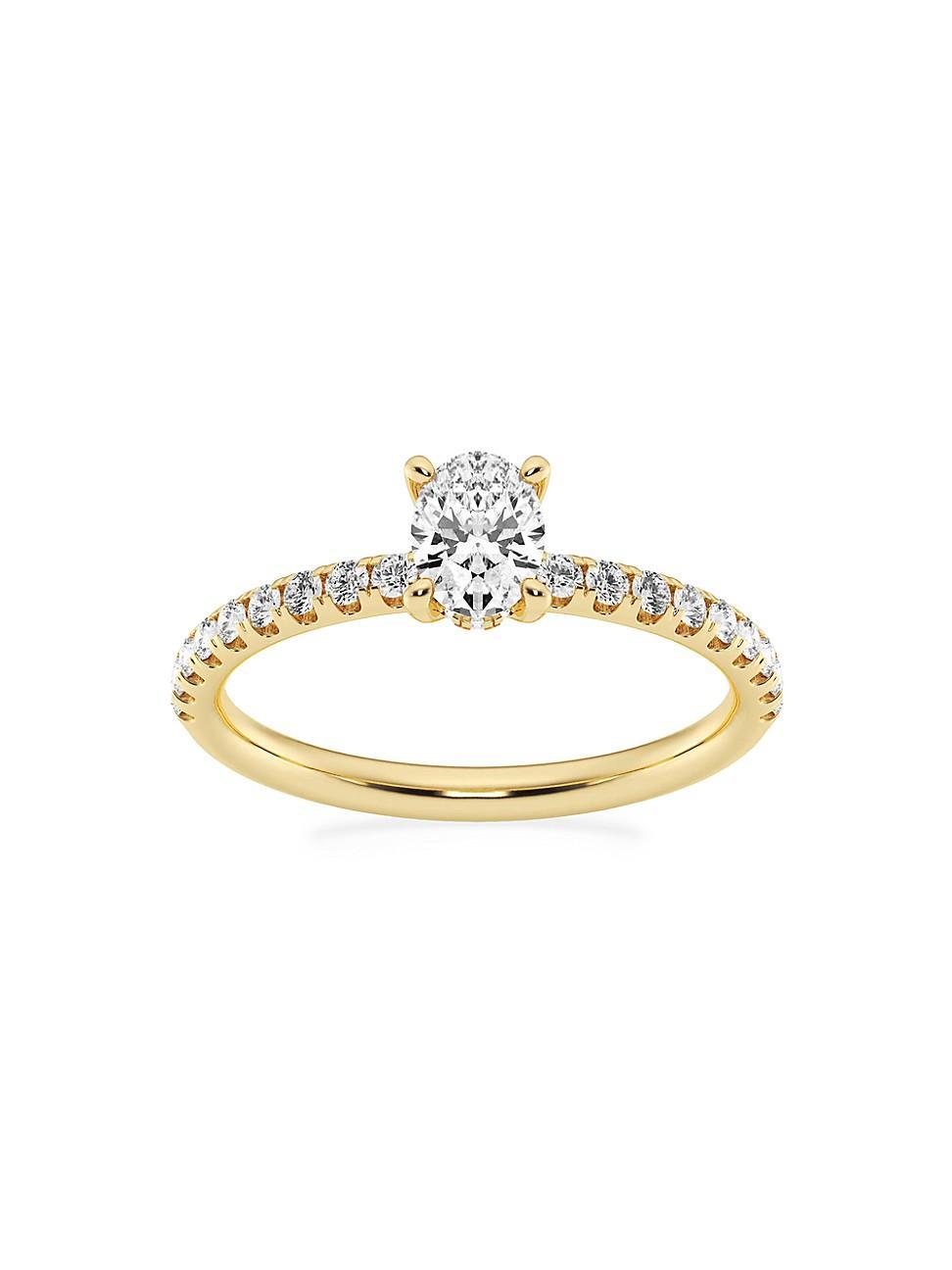 Womens 14K Yellow Gold & Oval Lab-Grown Diamond Hidden Halo Ring/0.80-3.41 TCW Product Image