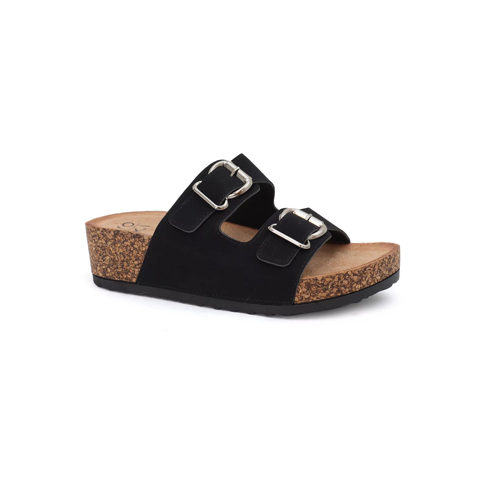 Yoki Lorayn-10 Women's Wedge Slip-On Sandals, Size: 6.5, Black Product Image