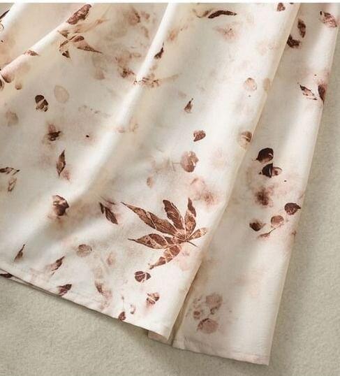Long-Sleeve Floral Print Midi A-Line Dress Product Image