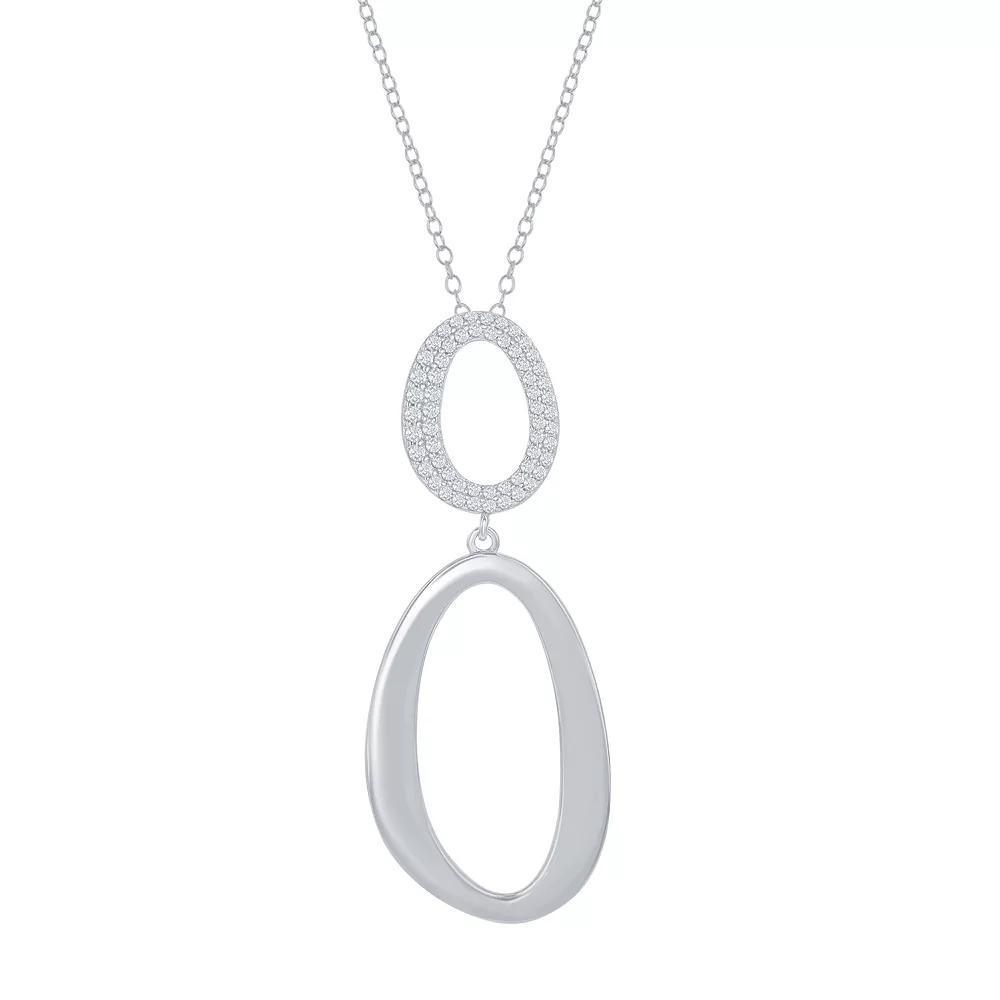Sterling Silver Cubic Zirconia Double Oval Necklace, Women's, Size: 16-18" ADJ Product Image