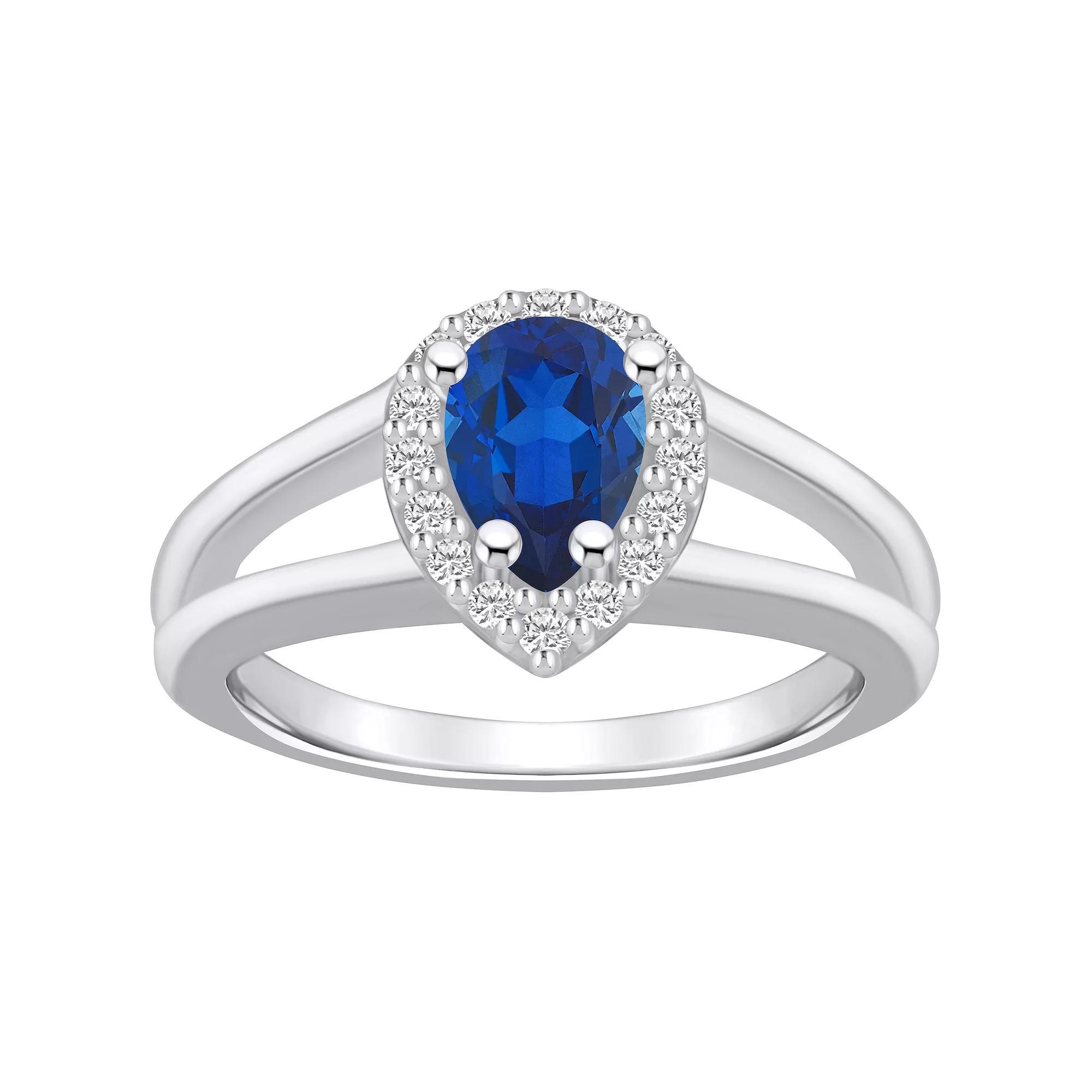 Alyson Layne 10k White Gold Pear Shape Gemstone 1/6 Carat T.W. Diamond Halo Ring, Women's, Size: 9, Purple Product Image