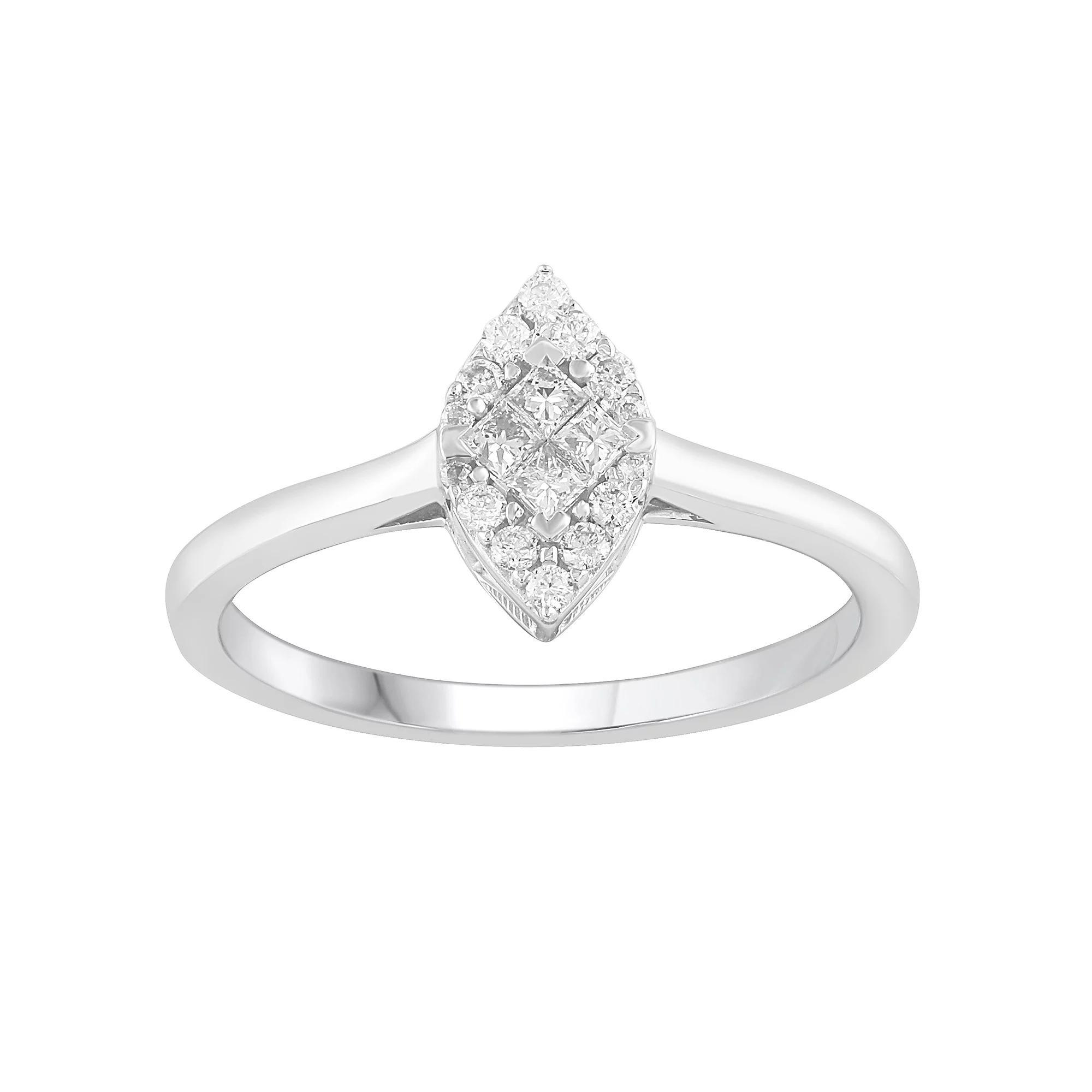 10k White Gold 1/4 Carat T.W. Diamond Marquise Ring, Women's, Size: 7, 10k Whgold Product Image